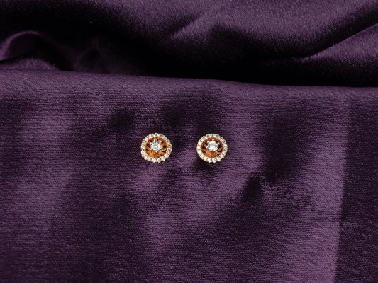 Gold-Plated Zircon Stud Earrings for Women- 003.