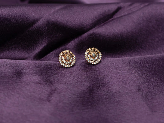 Gold-Plated Zircon Stud Earrings for Women- 004.
