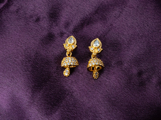Gold-Plated Zircon Jumkas Earrings for Women- 012.