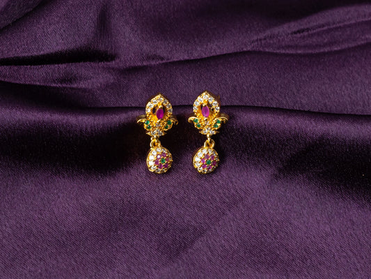 Gold-Plated Zircon Earrings for Women- 022.
