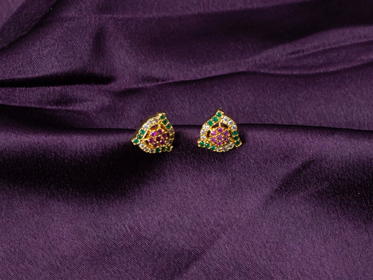 Gold-Plated Zircon Stud Earrings for Women- 023.