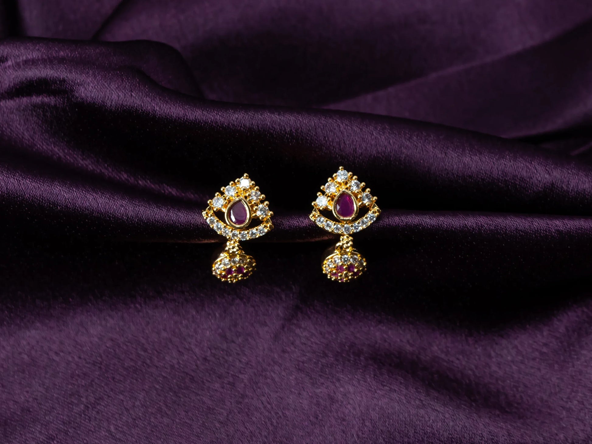 Gold-Plated Zircon Earrings for Women- 026.