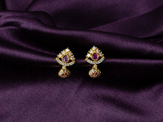 Gold-Plated Zircon Earrings for Women- 026.