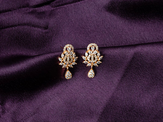 Gold-Plated Zircon Earrings for Women- 029.
