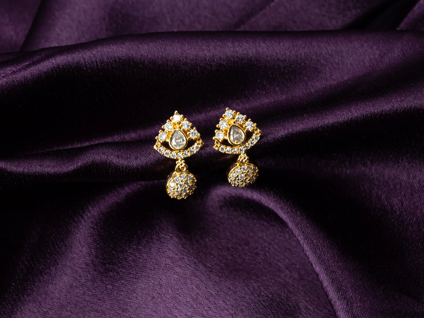 Gold-Plated Zircon Earrings for Women- 031.
