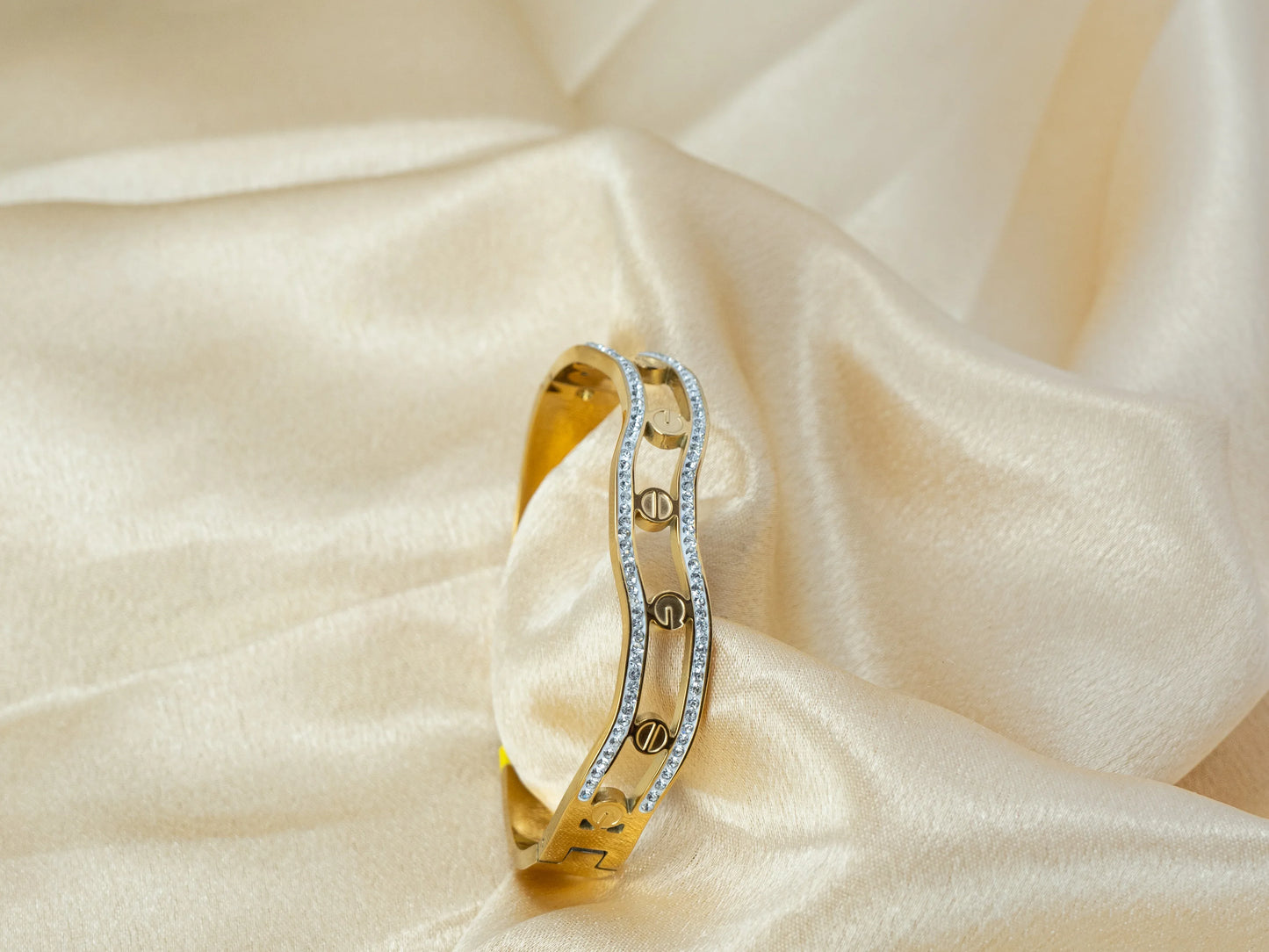 Gold-Plated Zircon Kada Women's Fashion jewellery - 009 - GoScarlet